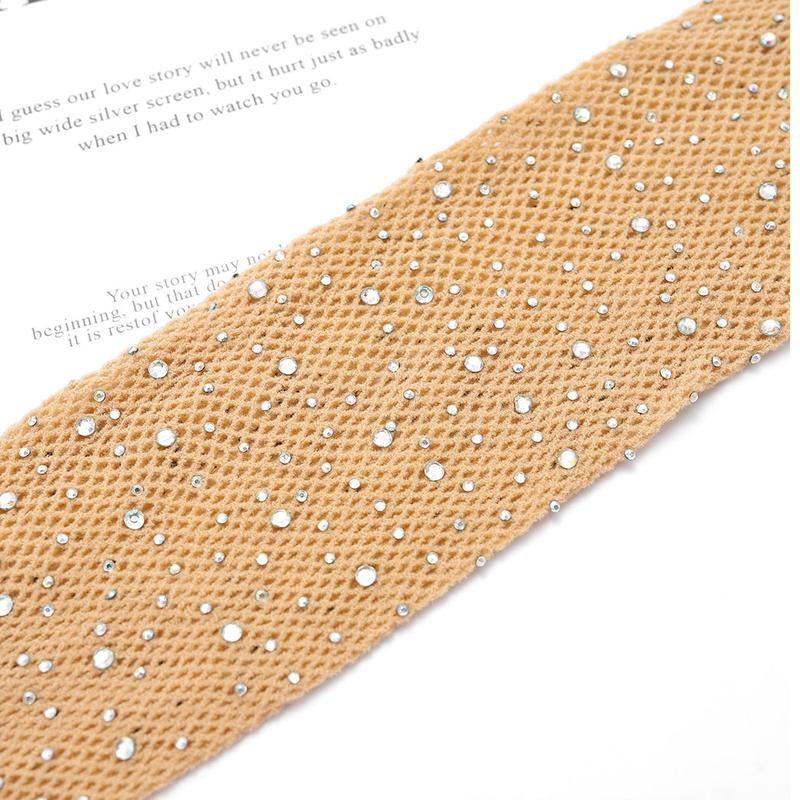 Sparkle Rhinestone Mesh Stocking Glitter High Waist Tights Crystal Fishnet Pantyhose Pearlescent Hollow Out plus Size Stockings for Women