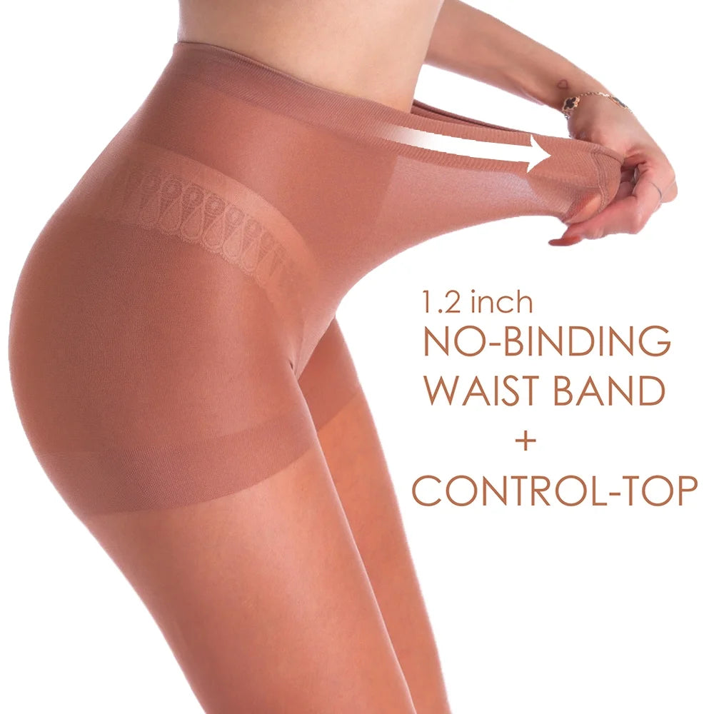 3 Pairs Women'S Sheer Tights - 20D Control Top Pantyhose with Reinforced Toes